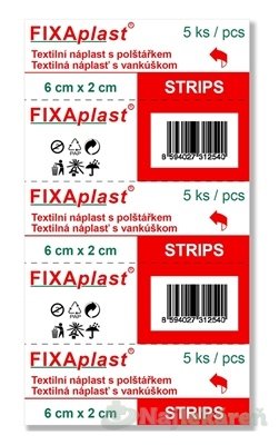 E-shop FIXAplast STRIPS náplasť textilná s vankúšikom (6x2cm) 5ks