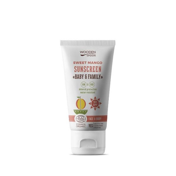 Opaľovacie telové mlieko Mango Baby & Family SPF50 Wooden Spoon 150ml
