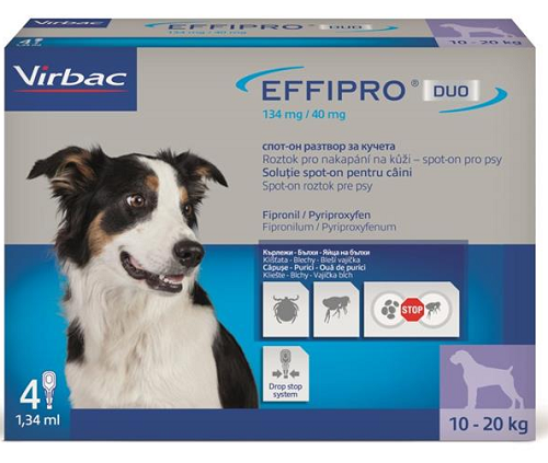E-shop EFFIPRO DUO M 4 x 1,34ml spot-on pipeta proti kliešťom a blchám pre psy od 10 do 20kg