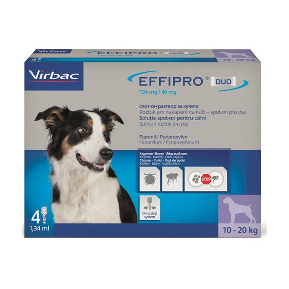 EFFIPRO DUO M 4 x 1,34ml spot-on pipeta proti kliešťom a blchám pre psy od 10 do 20kg