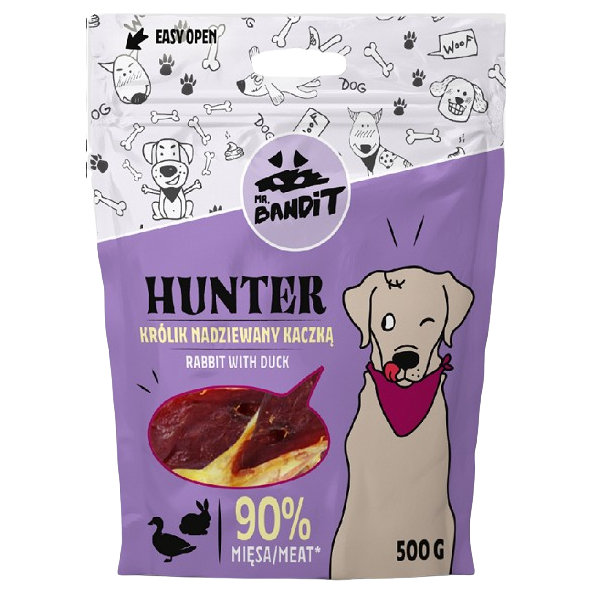 Mr. Bandit hunter rabbit with duck - maškrta pre psy 500g