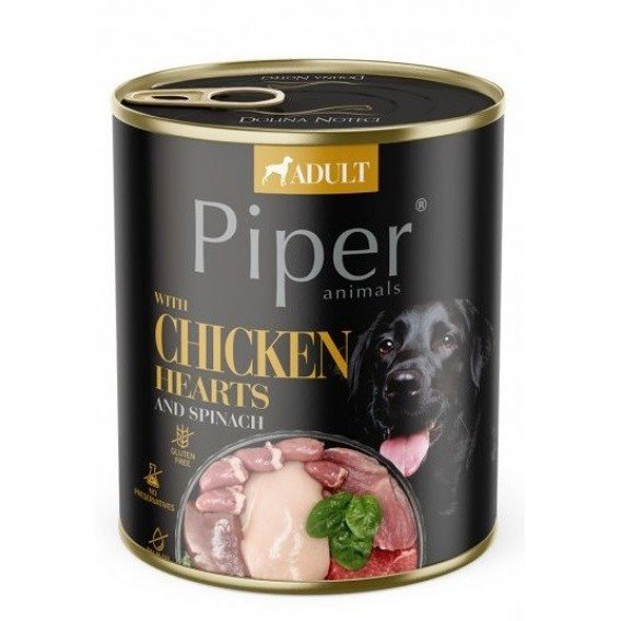 E-shop Piper PIPER konzerva 800g - s kuracími srdieckami a hnedou ryžou