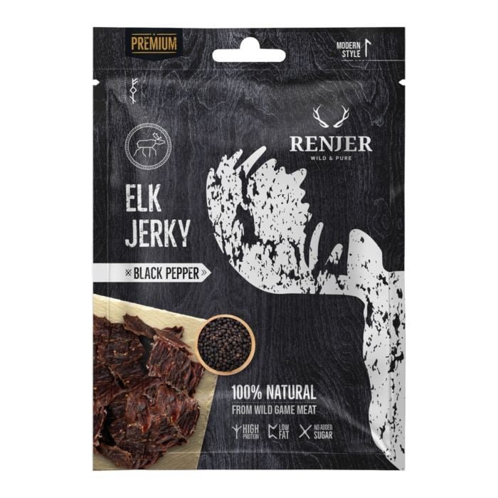E-shop Sušené losie mäso Elk Jerky - Renjer, čierne korenie, 25g