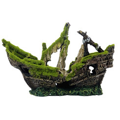 AQUA NOVA AN659 dekorácia do akvária vrak lode obrastený machom 25x9x17cm