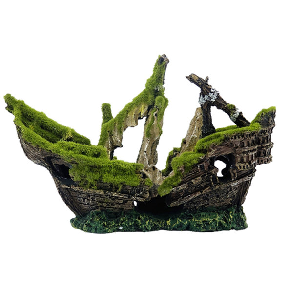 AQUA NOVA AN659 dekorácia do akvária vrak lode obrastený machom 25x9x17cm