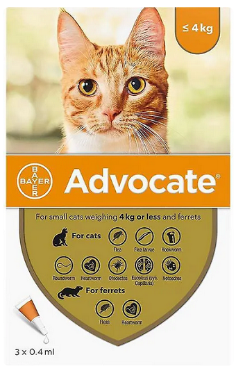 E-shop Advocate spot-on pipeta pre malé mačky proti parazitom 3x0,4ml