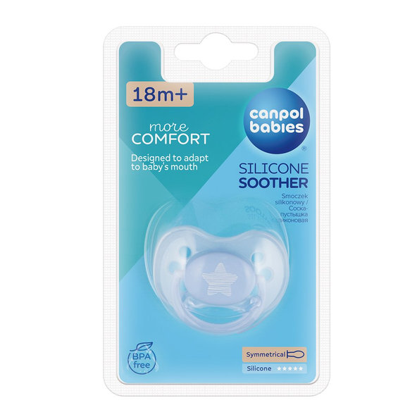CANPOL BABIES Cumlík silikón symetrický 18m+ Pastels - modrá