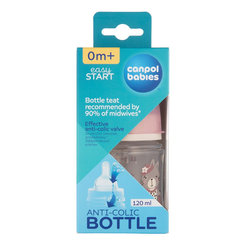 CANPOL BABIES Fľaša so širokým hrdlom Bonjour Paris 120 ml ružová