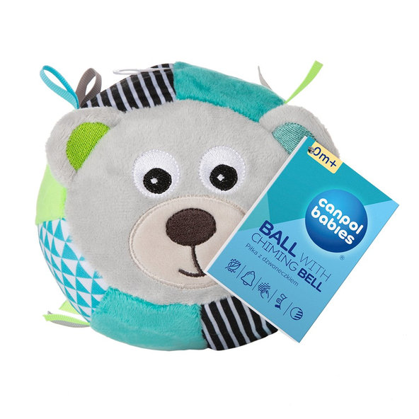CANPOL BABIES Plyšová senzorická loptička Medvedíky sivá