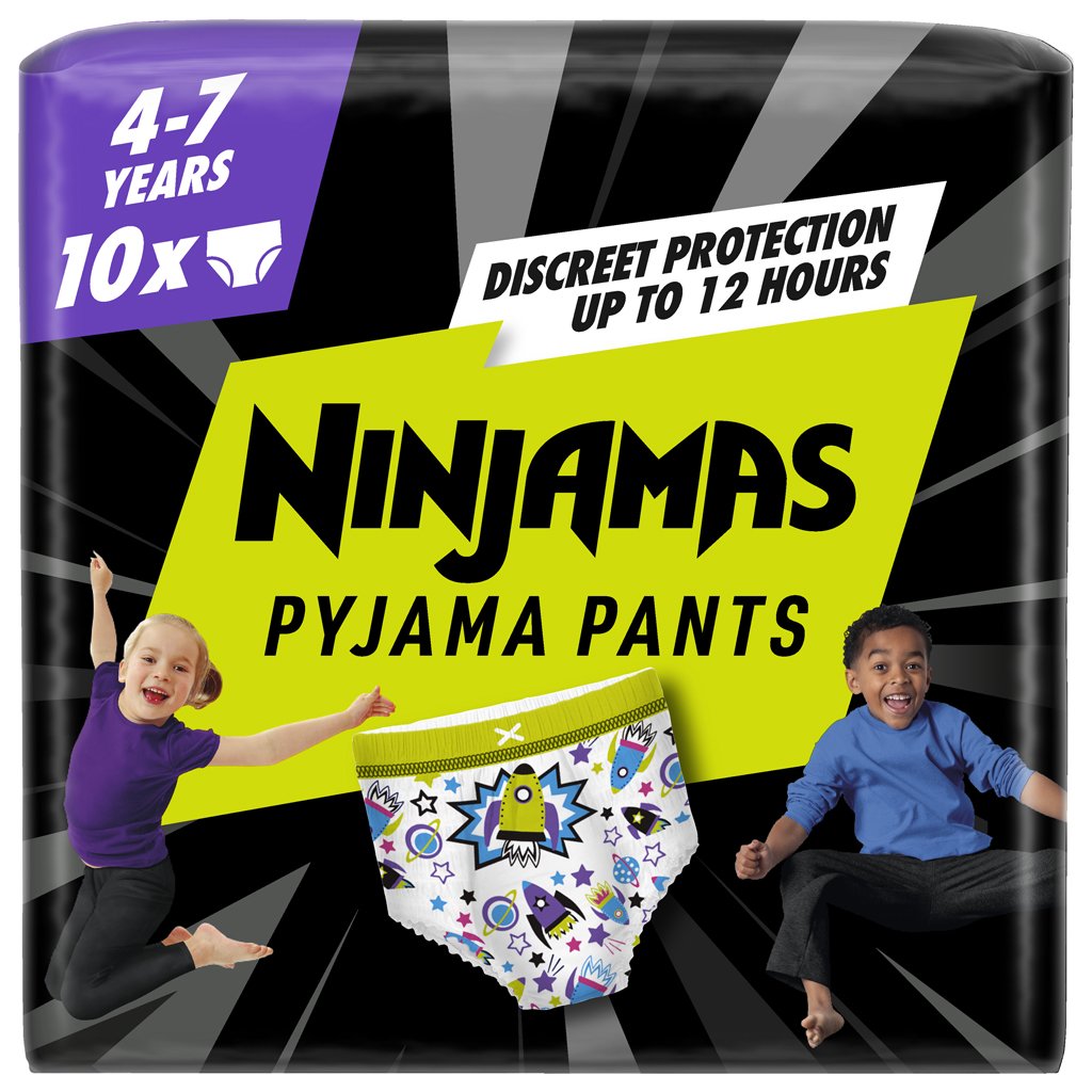 E-shop PAMPERS Nohavičky plienkové Ninjamas Pyjama Pants Kosmické lode, 10 ks, 7 rokov, 17kg-30kg
