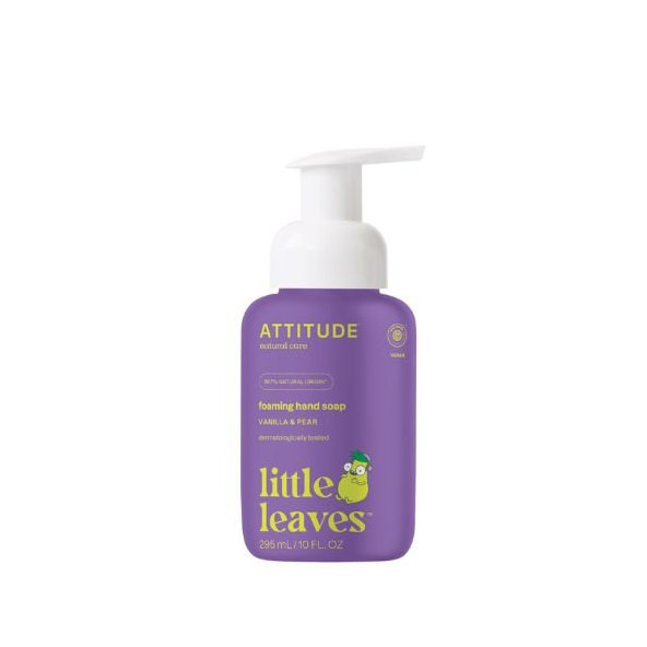 Detské penové mydlo na ruky s vôňou vanilky a hrušky ATTITUDE Little Leaves 295ml