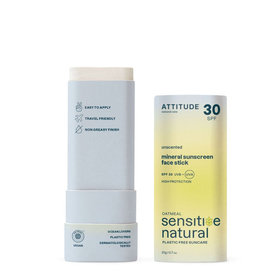 100% minerálna ochranná tyčinka na tvár a pery ATTITUDE (SPF 30) pre citlivú a atopickú pokožku, 20 g.