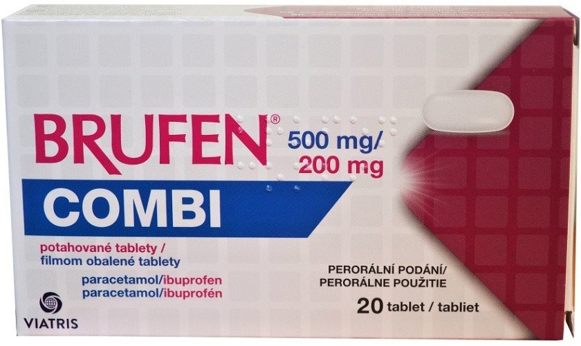 E-shop Brufen Combi 500 mg/200 mg na liečbu miernej až stredne silnej bolesti 20 tabliet
