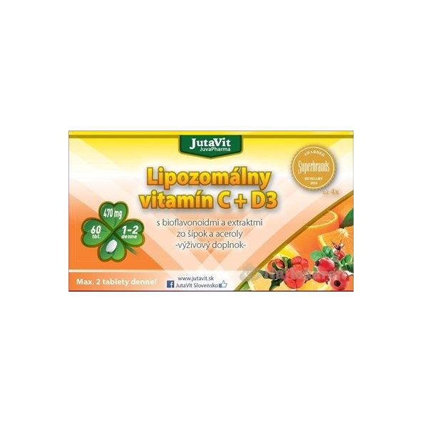 JutaVit Lipozomálny vitamín C + D3, 60 ks
