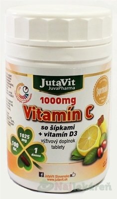 E-shop JutaVit Vitamín C 1000 mg so šípkami + vitamín D3, 100 ks