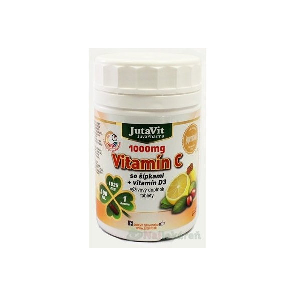 JutaVit Vitamín C 1000 mg so šípkami + vitamín D3, 100 ks