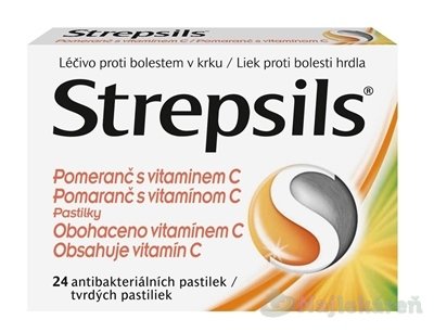 E-shop Strepsils pomaranč s vitamínom C 24 pastiliek