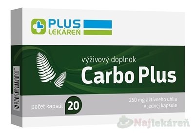 E-shop PLUS LEKÁREŇ Carbo Plus aktívne uhlie 250mg 20ks
