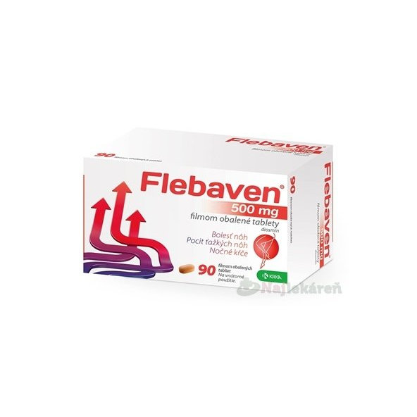 Flebaven 500 mg filmom obalené tablety proti opuchom a zápalom, 90ks