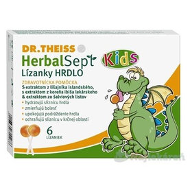 Dr.Theiss HerbalSept Kids na bolesť hrdla lízanky 6 ks