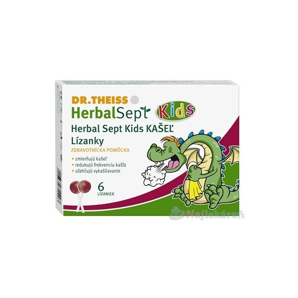 Dr.Theiss HerbalSept Kids KAŠEĽ lízanky 6 ks