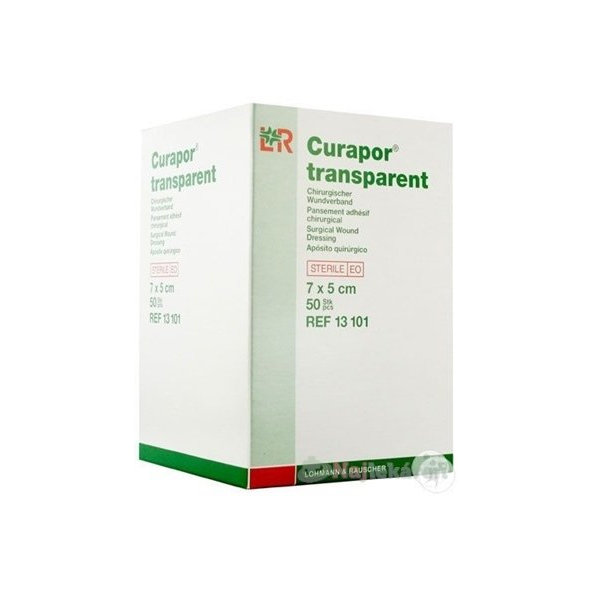 CURAPOR KRYTIE NA RANY TRANSPARENT 7x5cm sterilné, vodeodolné 50ks