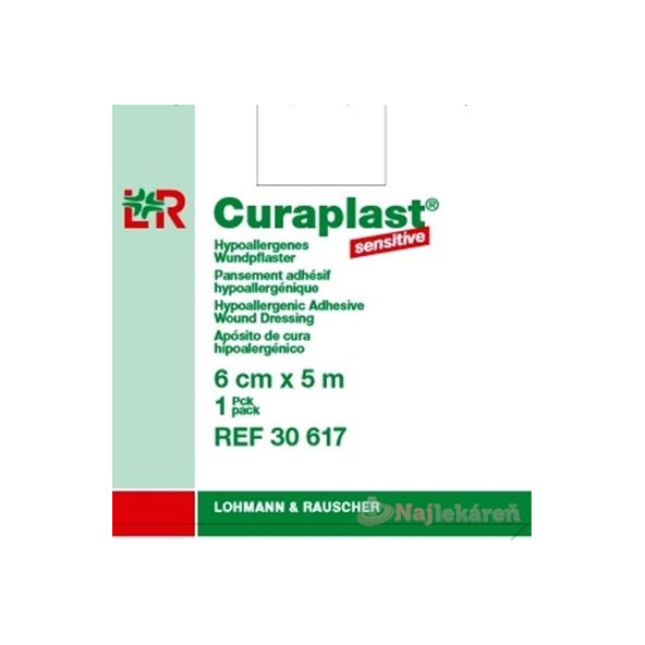 CURAPLAST Sensitive 6cmx5m rychloobväz na rany-5 m rolka v dávkovacej škatuli 1ks