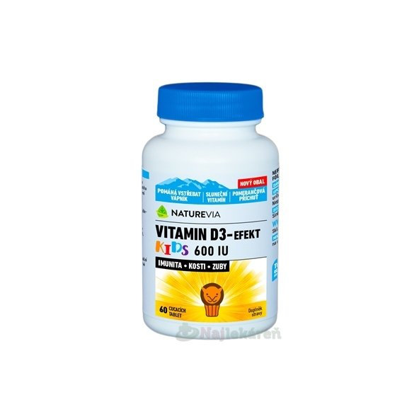 SWISS NATUREVIA VITAMIN D3-EFEKT KIDS 600 I.U., 60 ks