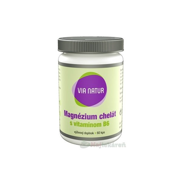 VIA NATUR Magnézium chelát s vitamínom B6, 60ks