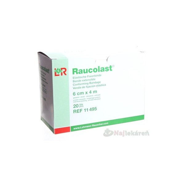 RAUCOLAST 6cmx4m obväz elastický fixačný, balený po 1ks v celofáne 20ks