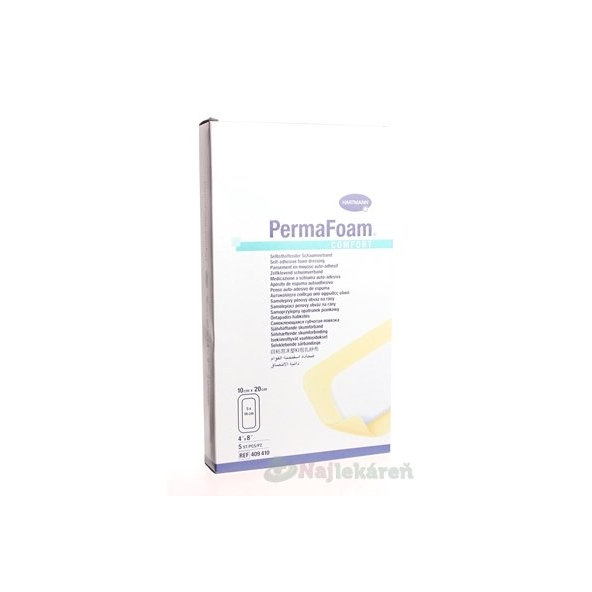 PERMAFOAM COMFORT obväz penový polyuret. s pórovitou štruktúrou, samolepiaci (10x20cm) 5ks