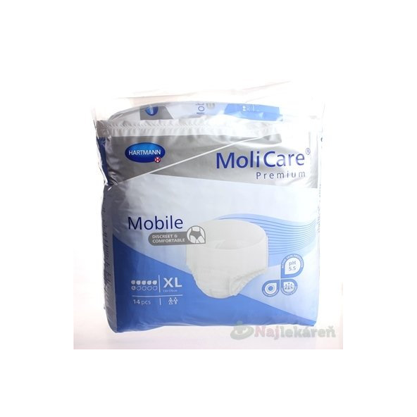 MoliCare Premium Mobile 6 kvapiek XL modré, plienkové nohavičky naťahovacie, 14ks