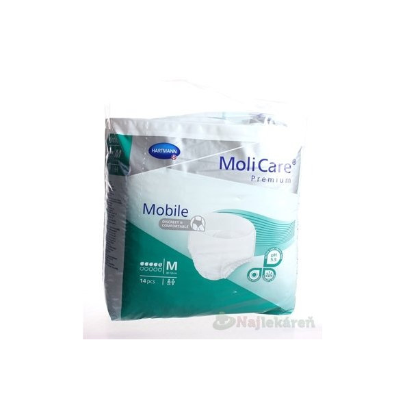 MoliCare Premium Mobile 5 kvapiek M zelené, plienkové nohavičky naťahovacie, 14ks