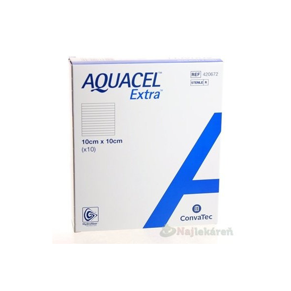 AQUACEL EXTRA Krytie na rany, 10x10cm, so spevneným vláknom, 10ks