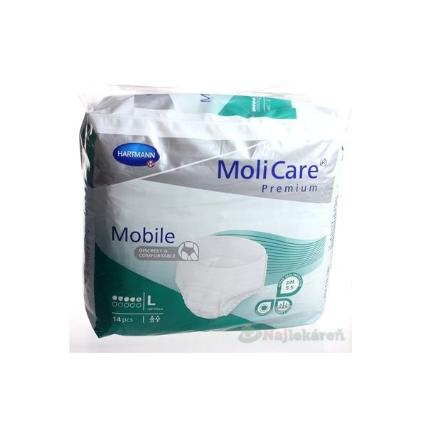 MoliCare Premium Mobile 5 kvapiek L zelené, plienkové nohavičky naťahovacie, 14ks