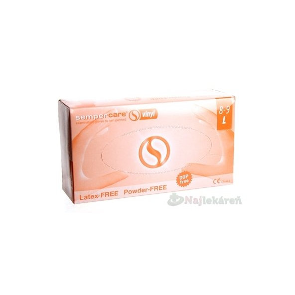 SEMPERCARE Vyšetrovacie rukavice vinyl veľkosť L, nepúdrované 100ks