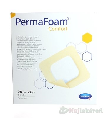 E-shop PERMAFOAM COMFORT obväz penový polyuret. s pórovitou štruktúrou, 20x20cm 3ks