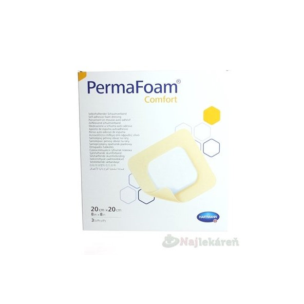 PERMAFOAM COMFORT obväz penový polyuret. s pórovitou štruktúrou, 20x20cm 3ks