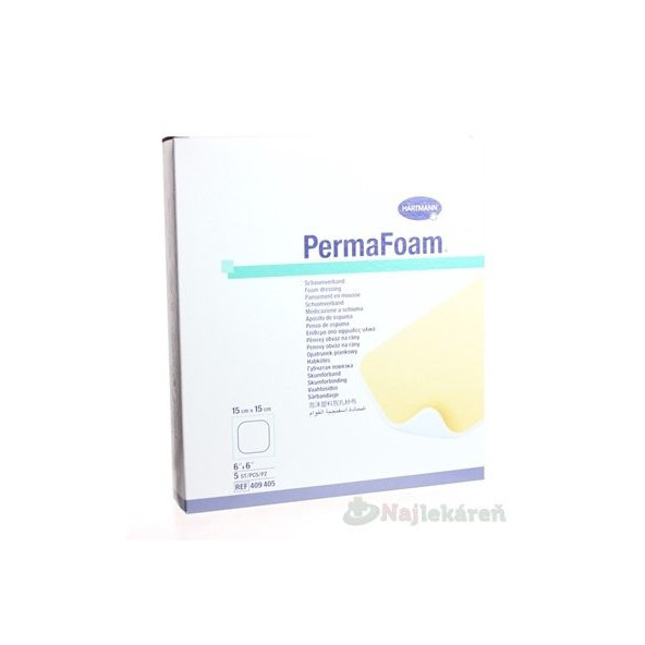 PERMAFOAM obväz penový polyuret. s pórovitou štruktúrou (15x15cm) 5ks