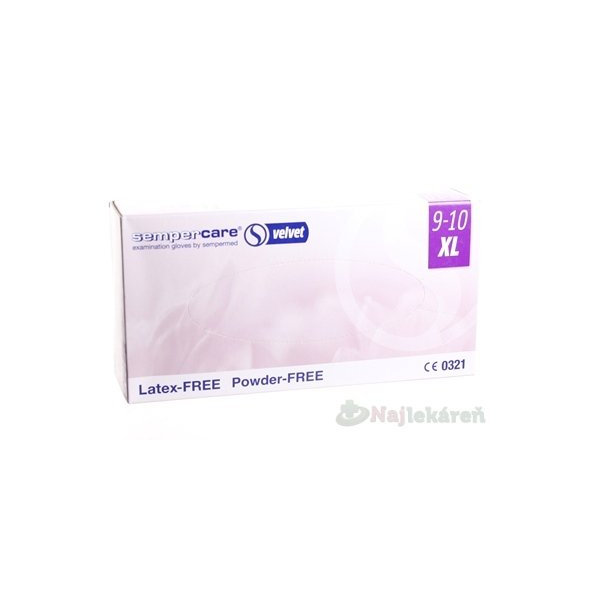 Sempercare Nitrile Velvet Vyšetrovacie rukavice veľkosť XL, nesterilné nepúdrované bezlatexové 180ks