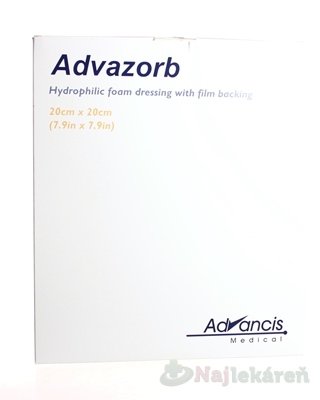 E-shop Advazorb krytie na rany hydrofilné penové 20x20cm, 10ks