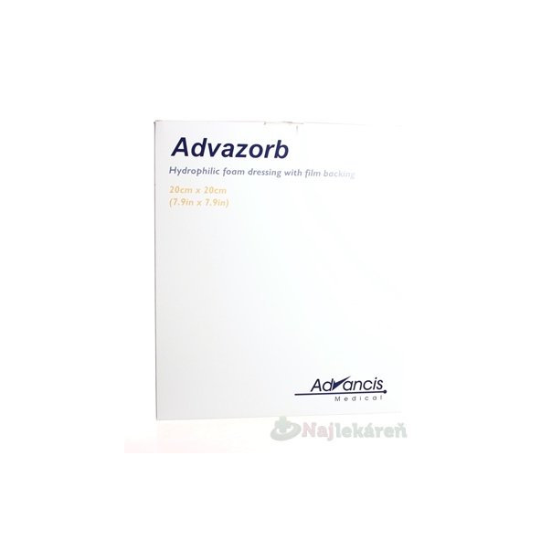 Advazorb krytie na rany hydrofilné penové 20x20cm, 10ks