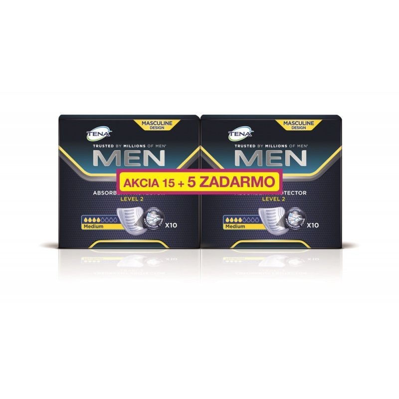 E-shop TENA MEN LEVEL 2 AKCIA 15+5 ZADARMO absorpčné vložky pre mužov 2x10 (20ks) 1set