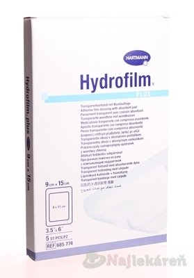 E-shop HYDROFILM PLUS sterilný transparentný obväz s vankúšikom 9x15cm 5ks
