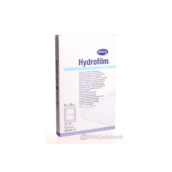 HYDROFILM PLUS sterilný transparentný obväz s vankúšikom 9x15cm 5ks