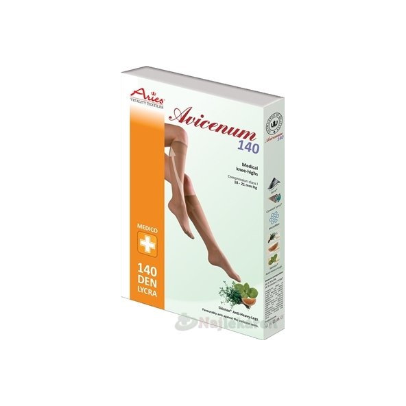 AVICENUM 140 Lýtkové pančuchy veľkosť ML,Sanitized, zatvorená špica, telové 1pár