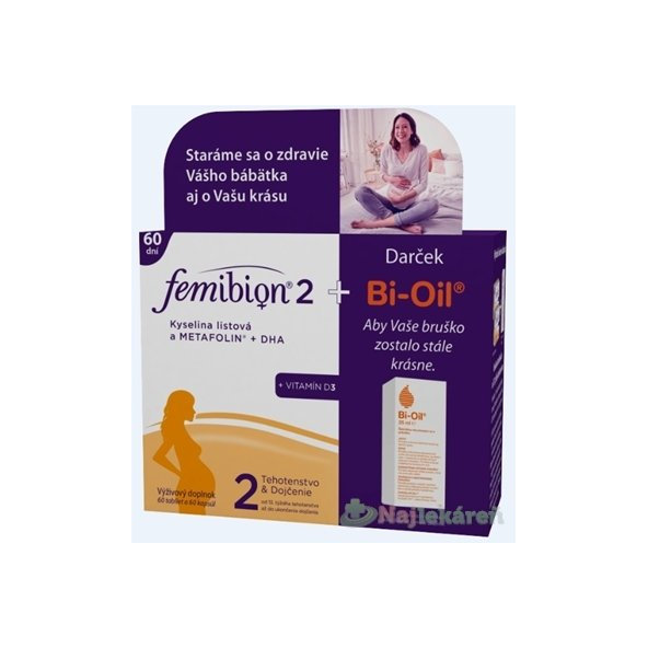 Femibion 2 Kys. listová a METAFOLIN+DHA+VIT.D3 + Bi-Oil, set