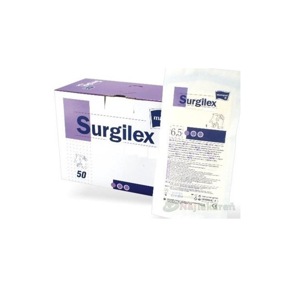 Surgilex rukavice latexové veľ. 6,5 nepudrované, sterilné 50 párov