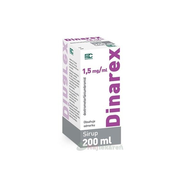 Dinarex 1,5 mg/ml sirup proti kašľu na suchý kašeľ 200 ml