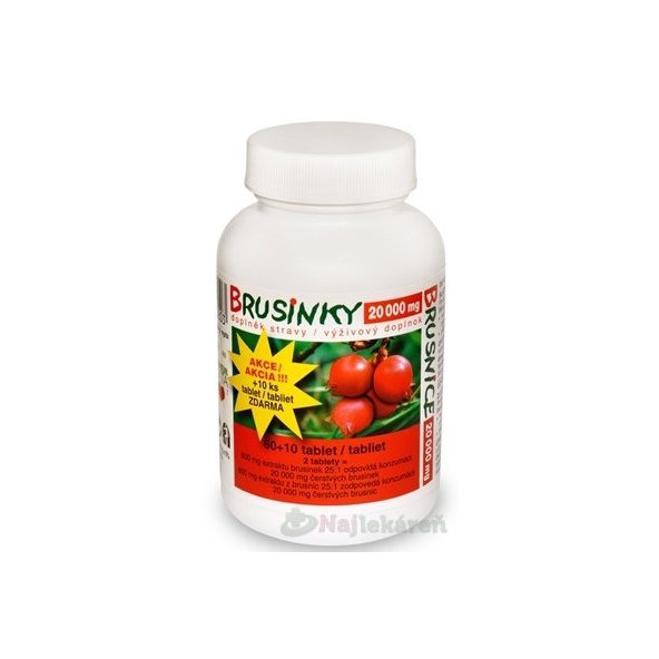 NATURVITA BRUSNICE 20 000 mg na močové cesty 70 tabliet